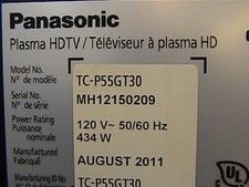 Panasonic plasma p55gt30 - plasma, tc-p55gt30
