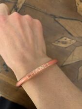 Genuine  Vintage CHANEL Vinyl  Flexible Bracelet Bangle Pink / Yellow Used