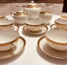 Servizio The Porcellana Seltmann Weiden Antico Bordo Oro 24 9 Tazze Completo Con