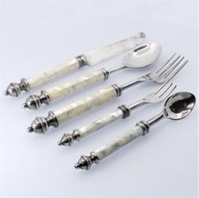 Set posate vintage manico in madreperla Sheffield antico A-S1680