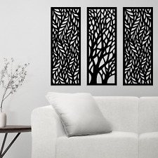 Set Tre Pannelli Decorativi Arredo Casa Ufficio Foglie Rami Alberi Arte Botanica