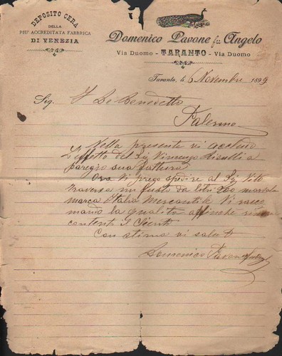 Taranto 1889 lettera - 1889,