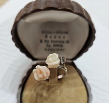 Anello Vintage In Argento 800 E Corallo Rosa Originale Sardo