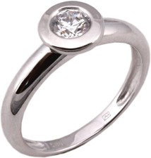 Anello Donna Solitario Brillante 0.30 Carati W/p2 Oro Bianco 585 14kt