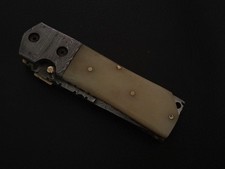 COLTELLO PIEGHEVOLE TASCABILE ACCIAIO DAMASCO PERSONALIZZATO MANICO OSSO DI CAMMELLO CON FODERO C719