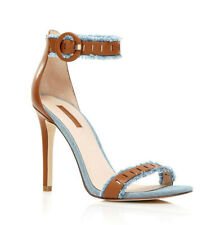 GUESS Saldi Sandali Frange Pelle Bicolore Marrone Azzurro Tacco 10,5 List. €125