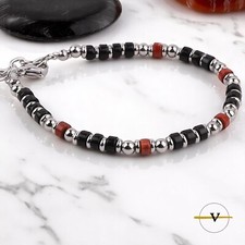 BRACCIALE UOMO OSSIDIANA AGATA