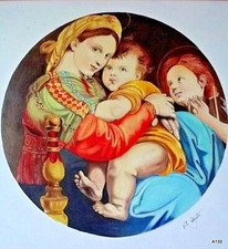 RAFFAELLO: MADONNA DELLA SEGGIOLA. OLIO SU TELA, DIAMETRO 70 cm. FALSO D'AUTORE.