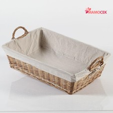 CESTO Stiro vimini naturale foderato 67x43 vassoio confezioni bomboniere shabby