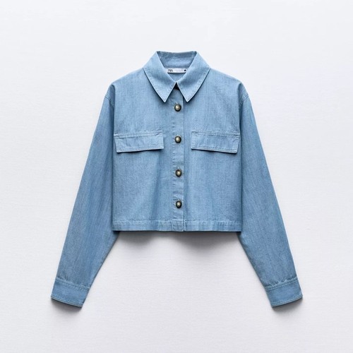 Top zara blu chiaro manica - chiaro,