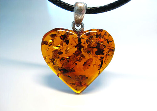 Collana ciondolo cuore ambra - cuore,