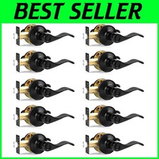 Confezione 10 Leve Porta Privacy Senza Chiave Stile Onda Nero Opaco Per Case Moderne