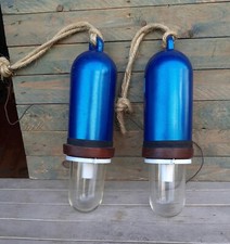 Coppia Di Lampade Da Soffitto Create Con Materiale Nautico Riciclato Boa Opalina