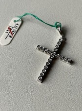 Croce oro bianco 750°/°° 18kt. diamanti ciondolo manifattura Valenza Italia 