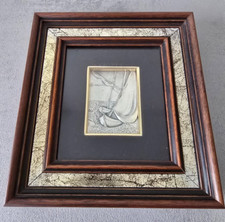 Quadro in Legno Piastra Barca in Argento Lavorato a Mano in Argentato 999/1000