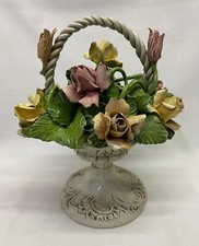 Soprammobile vaso fiori in porcellana Capodimonte made in Italy 35 cm arredo