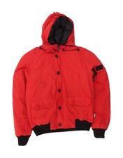 DIADORA Giubbotto Uomo Bomber con Cappuccio Imbottito UK 40 Large Rosso Poliestere CE01