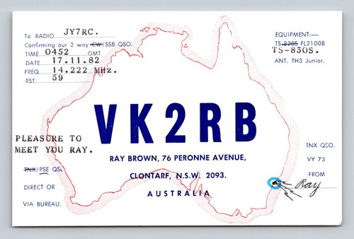 Ham radio qsl - qsl, vk2rb