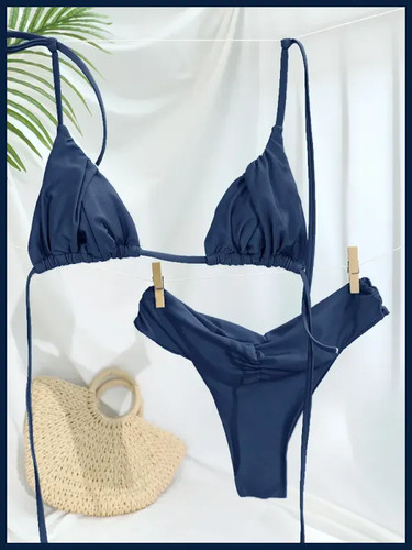 Sexy folds bikini set - set, solid