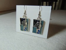 ORECCHINI DONNA PENDENTI ETNICI IN METALLI MISTI E SMALTO ACRILICO