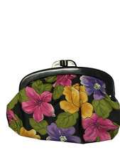 Pochette borsetta porta trucco cm.25x14 nera con fiori  o in velluto nero + omag