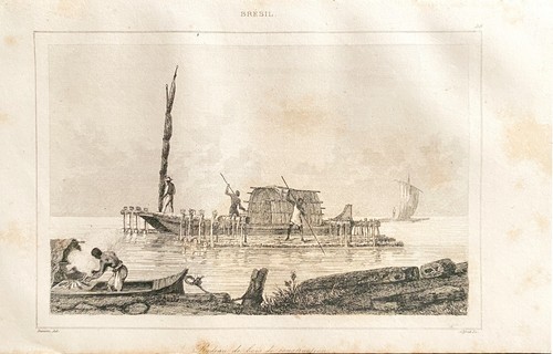 Gravure 1838 brasile zattera - gravure,