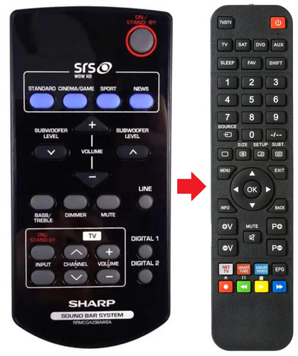 Telecomando adatto per - , sharp