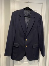 Blazer uomo English Manor taglia 42 blu navy lana bottoni oro foderato tasche