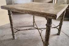 S15 Tavolino quadrato Ferro Battuto Piastrella unica lastra 80x80 Stile Vintage