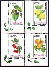 Romania 2002 Frutta Cotogne Albicocca Acida Mora Alimentare Piante Alberi MNH