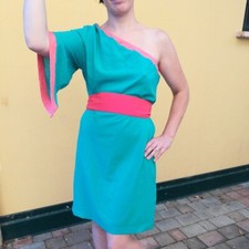 Almatrichi abito vestito monospalla tg.44 italiana nuovo verde corallo M