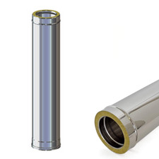 Tubo Coibentato Canna Fumaria Mt. 0,5 Da 80 a 300 mm Doppia Parete Acciaio Inox
