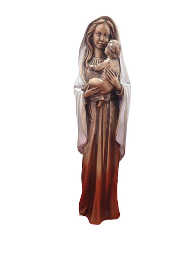 Madonna con bambino bronzo - bambino, in