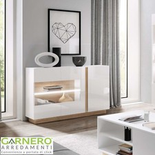 Credenza moderna bianca 3 ante madia vetrina soggiorno NOA Gihome® design sala