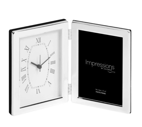 Silver plated clock - silver, plain