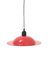 Lampada a sospensione STILNOVO metallo rosso LAMPIATTA Ø37 cm di De Pas, D'Urbino&Lomazzi anni 70