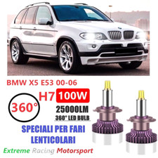 BMW X5 E53 FARI LENTICOLARI LAMPADE LED H7 12V 25 KLM Modello 360° ULTRAWHITE