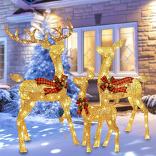 Decorazione Natalizia Illuminata Famiglia Di Renne - Set Di 3 Renne Luminose Con