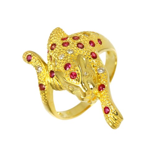 Anello con diamanti - , rubino