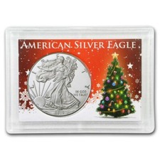 HOLDER CAPSULA SILVER EAGLE DOLLARO ARGENTO 1 OZ ONCIA REGALO NATALE CHRISTMAS