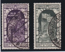 ITALIA REGNO 1934 DECENNALE DELL'ANNESSIONE DI FIUME N.355-356 CERT. DIENA