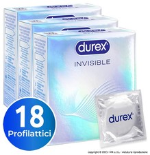 Preservativi Durex ultrasottili Invisible Extra Lubrificati 18 Profilattici
