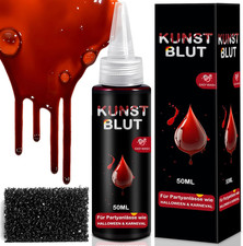 Sangue finto 50ml con spugna trucco lavabile Halloween zombie vampiro cosplay