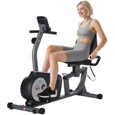 HOMCOM Cyclette Orizzontale Recumbent con 8 Livelli di Resistenza e Schermo LCD
