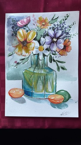 Vaso fiore dipinto - -,