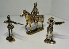 3 Soldatini Giocattolo Vintage METALLO Guerra Rivoluzionaria RIMOVIBILI Cavaliere