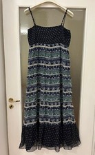 Vestito Trend Taglia S Colore Blu con Fantasia Verde e Bianca