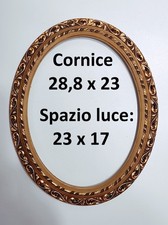 Cornice ovale antica dorata in legno oro intagliato vintage piccola barocco