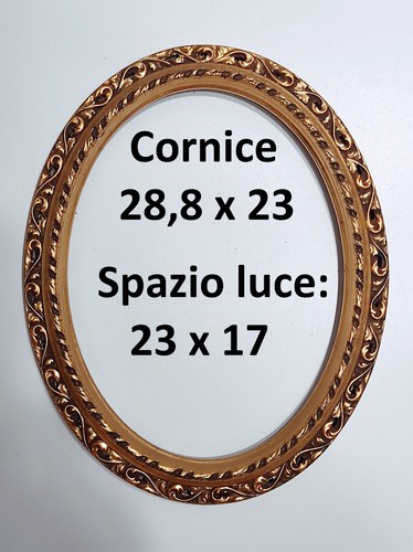 Cornice ovale antica dorata - , in