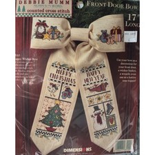 Kit ghirlanda fiocco porta anteriore punto croce contato Debbie Mumm Natale Capodanno